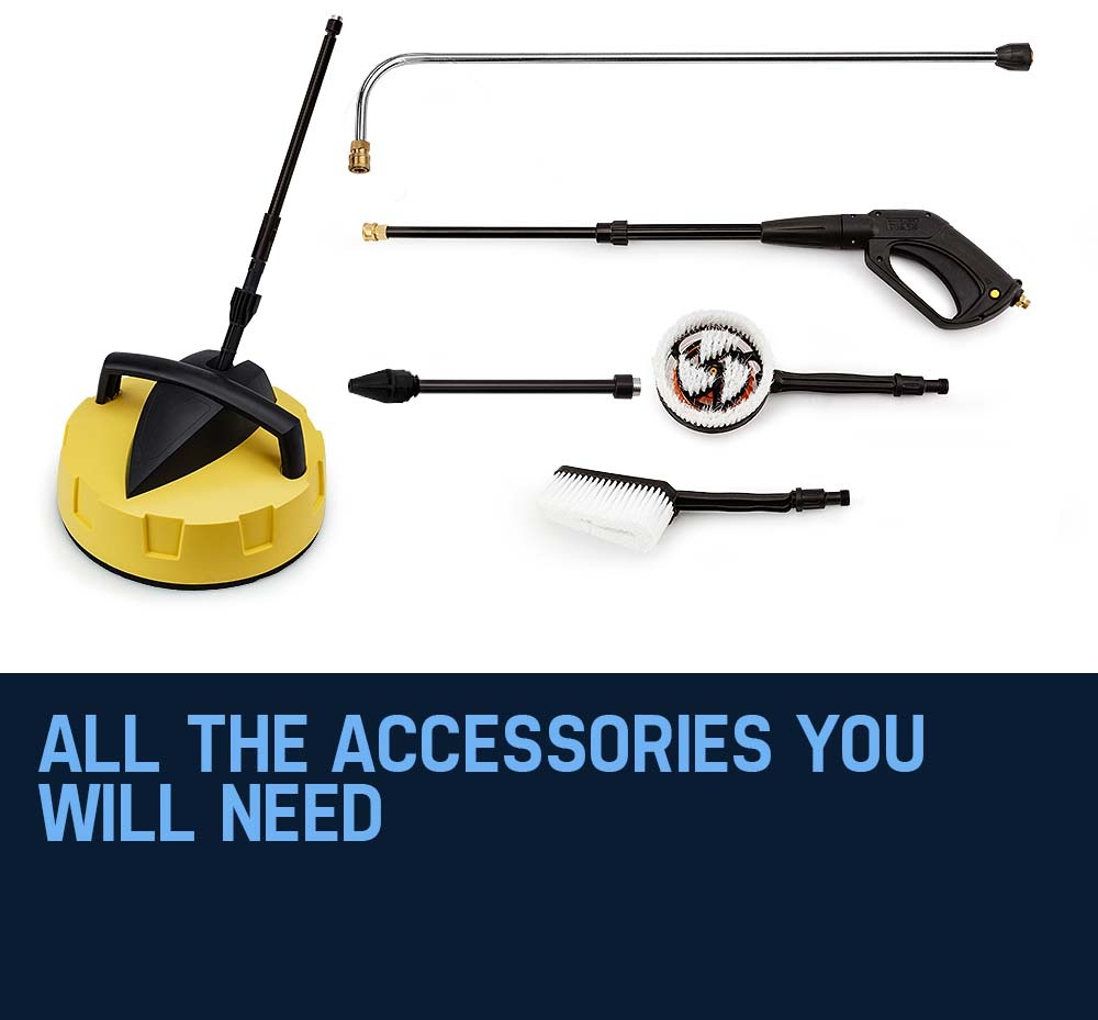 Jet-USA RX550 Electric High Pressure Washer 3500PSI Ultimate Pack, 5 Nozzles, Spin & Wheel Brush, Deck Cleaner, Turbo Head, Angled Lance, 30M Hose Reach