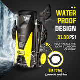 JET-USA 1800 PSI High Pressure Washer Cleaner Electric Water Gurney Pump Hose - Side View