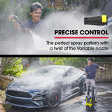 JET-USA RX535 Electric High Pressure Washer, 2600PSI 2 Nozzles, Brush Head, Deck Cleaner, Detergent Bottle - Rear View