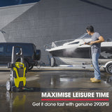 JET-USA RX540s Electric High Pressure Washer, 2900PSI 2 Nozzles, Brush Head, Deck Cleaner, Detergent Bottle - Side View