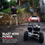 Jet-USA 7HP 4800PSI Petrol High Pressure Washer 4-Stroke Engine Gun Water Cleaner Gurney 9M Hose - Side View