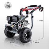 Jet-USA 7HP 4800PSI Petrol High Pressure Washer Gun Water Cleaner Gurney 4-Stroke Engine 30M Hose - Rear View