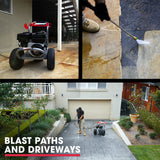 Jet-USA 7HP 4800PSI Petrol High Pressure Washer Gun Water Cleaner Gurney 4-Stroke Engine 30M Hose - Low Angle