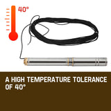 1HP Submersible Bore Water Pump Deep Well Irrigation Stainless Steel 240V - Rear View