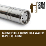 Protege 1.5HP Submersible Bore Water Pump Deep Well Irrigation Stainless Steel - 45-Degree Angle