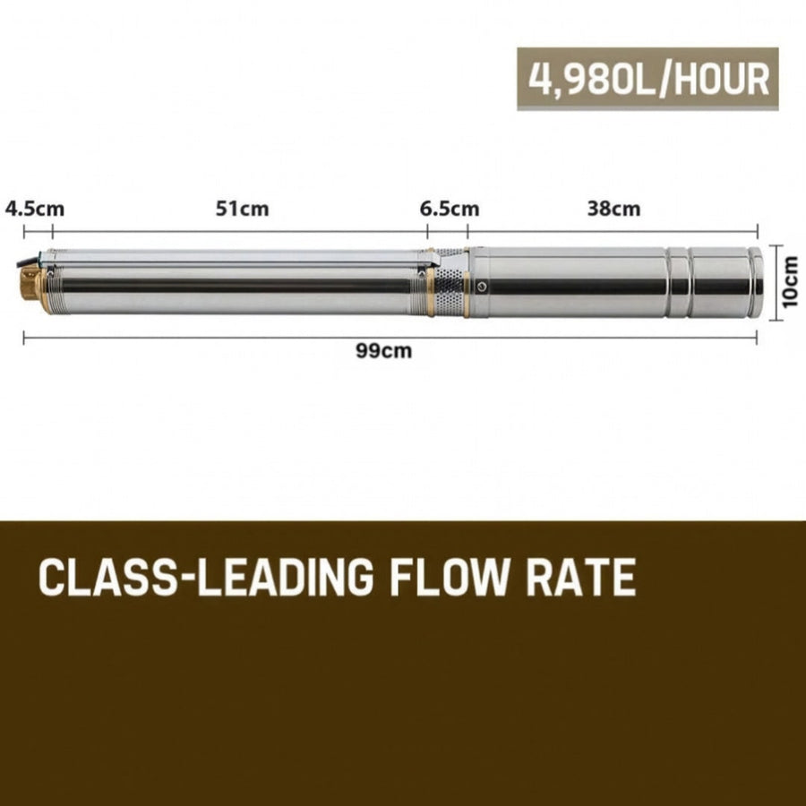 Protege 1.5HP Submersible Bore Water Pump Deep Well Irrigation Stainless Steel