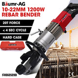 BAUMR-AG 10-22mm 1200W Heavy-Duty Electric Hydraulic Rebar Bender, Carry Case - Front View