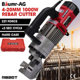 BAUMR-AG 4-20mm 1000W Heavy-Duty Electric Hydraulic Rebar Cutter, 3 Sec Cycle, Carry Case - Front View