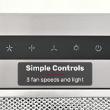 EUROCHEF 60cm Undermount Rangehood Silver, Quiet 3-Speed, 3-Layer Dishwashable Filter, LED Lights EUR60N - Side View