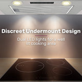 EUROCHEF 60cm Undermount Rangehood Silver, Quiet 3-Speed, 3-Layer Dishwashable Filter, LED Lights EUR60N - Close-Up Angle