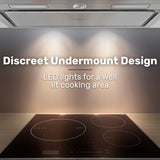 EUROCHEF 60cm Undermount Rangehood Stainless Steel, Quiet 3-Speed, 3-Layer Dishwashable Filter, LED Lights EUR60S - Close-Up Angle
