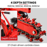 BAUMR-AG TRN660 8HP 600mmx90mm Trench Digger, Heavy-duty Carbide Claws, EZ Start, 8HP, Adj Controls - Side View