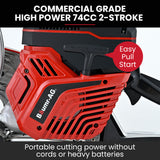 BAUMR-AG 350mm Professional Concrete Demolition Saw 74cc 2-Stroke, Wet and Dry Demo Cutting, 14 Diamond Blade, Anti-Vibration System - Side View