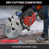 BAUMR-AG 350mm Professional Concrete Demolition Saw 74cc 2-Stroke, Wet and Dry Demo Cutting, 14 Diamond Blade, Anti-Vibration System - Rear View