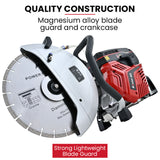 BAUMR-AG 350mm Professional Concrete Demolition Saw 74cc 2-Stroke, Wet and Dry Demo Cutting, 14 Diamond Blade, Anti-Vibration System - Close-Up Angle