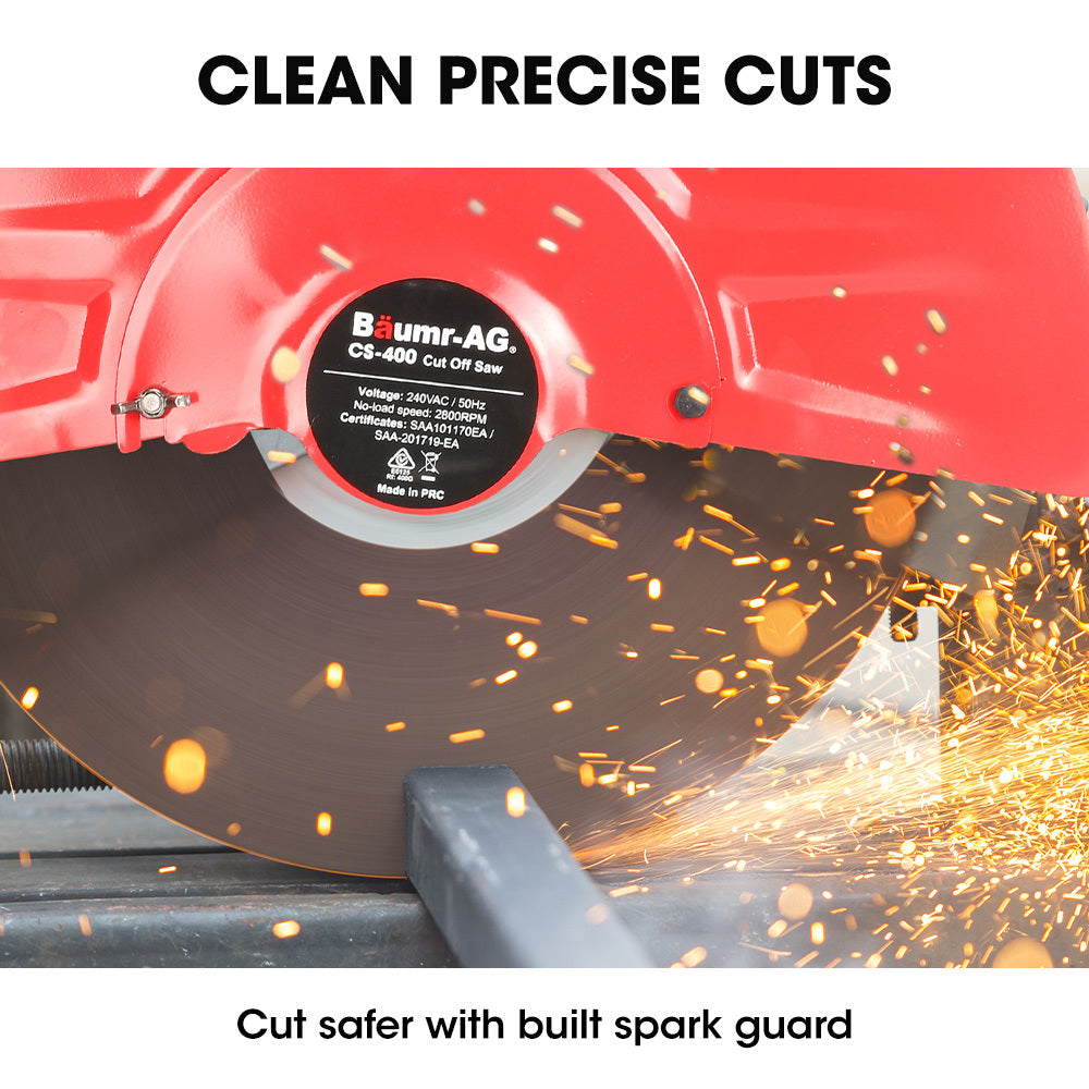 Baumr-AG 2400W 400mm 16 Metal Cut Off Cold Saw, Commercial Grade, Brushless Motor, Soft Start, 45 Degree Mitre Chop