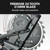BAUMR-AG 210mm Compound Mitre Saw Dual Bevel Sliding Drop Saws 1500W - Front View