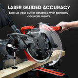BAUMR-AG 305mm Compound Mitre Saw Dual Bevel Sliding Drop Saws 2200W - Side View