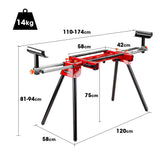 BAUMR-AG 210mm Sliding Compound Mitre Drop Saw and Adjustable Stand Combo - Rear View