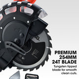BAUMR-AG 254mm Sliding Compound dual Mitre Drop Saw and Adjustable Stand Combo - Front View