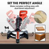 BAUMR-AG 254mm Sliding Compound dual Mitre Drop Saw and Adjustable Stand Combo - Close-Up Angle