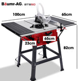 BAUMR-AG 2000W 255mm 10 Compound Table Saw, with Stand, Expandable Worktop, Vacuum Port, 45 Degree Bevel, +/- 45 Degree Mitre, Anti-tip - Front View