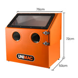 UNIMAC 110L Benchtop Sandblasting Cabinet, with Sandblast Gun Set with Hose, LED Light - Front View