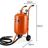 UNIMAC 38L Sandblasting Tank, Pressurised Design with Sandblast Gun Set with Hose - Front View