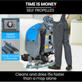 Auch FSP26 Self-Propelled Floor Scrubber & Dryer, 720mm, Battery Powered, Walk Behind, Multi-purpose Commercial Grade Machine - Side View