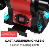 BAUMR-AG Bench Grinder and Belt Sander Combo, 150mm Grinding Disc, 50 x 686mm Linisher, Brushless Motor, Worklight - Top-Down View