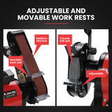 BAUMR-AG Bench Grinder and Belt Sander Combo, 150mm Grinding Disc, 50 x 686mm Linisher, Brushless Motor, Worklight - Rear View