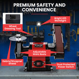 BAUMR-AG Bench Grinder and Belt Sander Combo, 150mm Grinding Disc, 50 x 686mm Linisher, Brushless Motor, Worklight - Extra Image