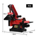 BAUMR-AG Bench Vertical Belt and Disc Sander Combo, 25mm Linisher, 125mm Sanding Disc, Brushless Motor, Dust Collection Ports - Front View