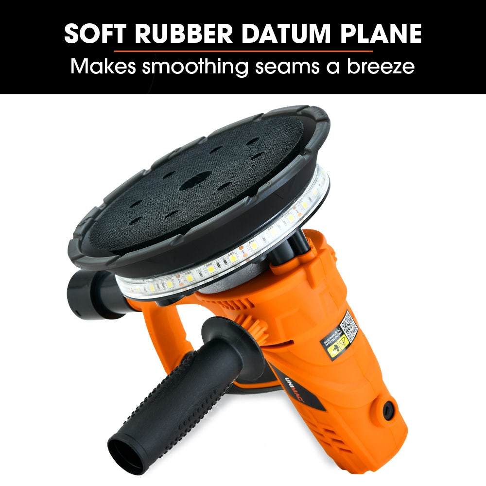 UNIMAC 180mm 850W Handheld Drywall Sander, Electric Dry Wall Sanding Machine, with Automatic Vacuum System, LED Worklight, 6x Sanding Discs