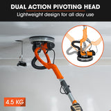 Unimac 225mm 750W Telescopic Long Reach Dry Wall Sander Kit, Foldable, Vacuum System, LED Worklight, 6x Sanding Discs - Close-Up Angle
