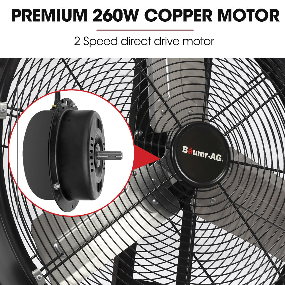 BAUMR-AG 24 610mm 260W Industrial Mobile Floor Drum Fan, Tilting, Large, Commercial, Heavy-duty Frame, EESS Certified