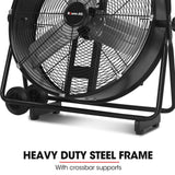 BAUMR-AG 24 610mm 260W Industrial Mobile Floor Drum Fan, Tilting, Large, Commercial, Heavy-duty Frame, EESS Certified - Low Angle