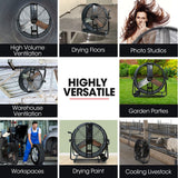 BAUMR-AG 24 610mm 260W Industrial Mobile Floor Drum Fan, Tilting, Large, Commercial, Heavy-duty Frame, EESS Certified - Extra Image