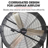 BAUMR-AG 36 914mm Industrial Mobile Floor Drum Fan, 290W Brushless Motor, Tilting, Large, Commercial, Heavy-duty Frame, EESS Certified - Top-Down View