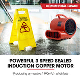 Baumr-AG 3-Speed Carpet Dryer Air Mover Blower Fan, 700CFM, Sealed Copper Motor, Poly Housing - Front View