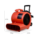 Baumr-AG 3-Speed Carpet Dryer Air Mover Blower Fan, 1400CFM, Sealed Copper Motor, Poly Housing, Telesscopic Handle and Wheels - Rear View