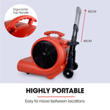 Baumr-AG 3-Speed Carpet Dryer Air Mover Blower Fan, 1400CFM, Sealed Copper Motor, Poly Housing, Telesscopic Handle and Wheels - Extra Image