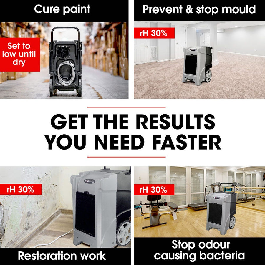 Baumr-AG 90L/day Commercial Air Dehumidifier for Mould, Portable, Stackable, LCD Display, Wheels