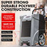 Baumr-AG 90L/day Commercial Air Dehumidifier for Mould, Portable, Stackable, LCD Display, Wheels - Close-Up Angle