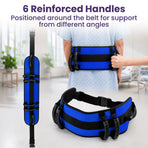 EQUIPMED Adjustable Patient Transfer Gait Belt with 6 Handles, Walking & Mobility Support, Blue