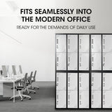 FORTIA 12-Door Metal Storage Locker Cabinet Gym Office Lockers Compartment, Black & Light Grey - Top-Down View