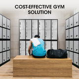 FORTIA 12-Door Metal Storage Locker Cabinet Gym Office Lockers Compartment, Black & Light Grey - 45-Degree Angle