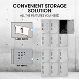 FORTIA 12 Doors Locker Cabinet Metal Storage Gym Home Office School - Light Grey - Extra Image