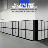 FORTIA 4 Door Metal Storage Cabinet Lockers for Gym Office - Black and Grey - 45-Degree Angle