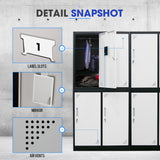FORTIA 4 Door Metal Storage Cabinet Lockers for Gym Office - Black and Grey - Low Angle